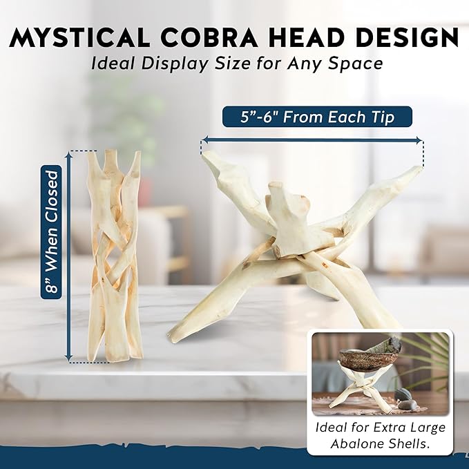 Alternative Imagination 8” Natural Wooden Tripod Stand - Home Decor Holder for Abalone Shell, Crystal Ball, Trinket Dish, Jewelry Dish, Key Bowl, Geode, and More