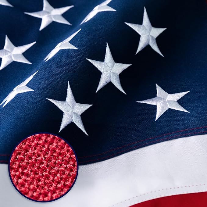 American Flag 15X25ft Deluxe Super Tough Series, Heavy Duty Spun Polyester, 6 Brass Grommets, All Weather Large US Flag USA High Wind with Embroidered Stars, Oversized Flags Outdoor Outside