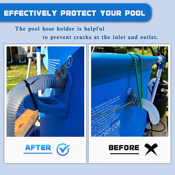 2Pcs Swimming Pool Pipe Holders, Pool Accessories, Pool Hoses for Above Ground Pools, Designed to Fit On Intex Pools - Prevent Pipe Sagging, Improve Pool Hoses Lifespan