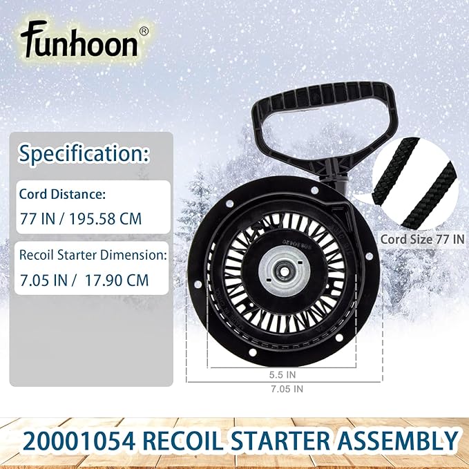 20001054 Pull Cord Recoil Starter Assembly for Ariens SNO-Tek, Compact, Classic, Deluxe, AX254 Engines, 920021, 920022, 921024, 921030 Snow Blowers