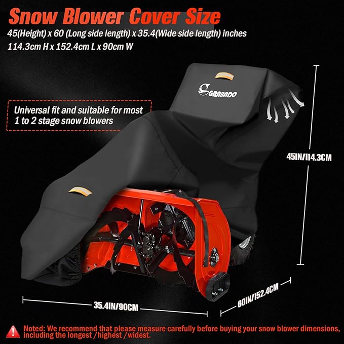 Snowblower Covers Waterproof Outdoor,Heavy Duty 420D Snow Blower Cover with Waterproof Strip,Air Vent,2 Reflective Handles,Windproof Buckle,Large Protective Cover for Gas Snow Thrower Outside Storage