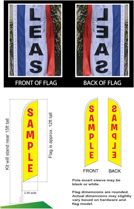 Look Now Open Welcome Red Yellow Advertising 15ft Feather Flag Kits Package, Includes 3 12ft Banner Flags, 3 14ft Flag Poles, and 3 Ground Stakes by Feather Flag Nation
