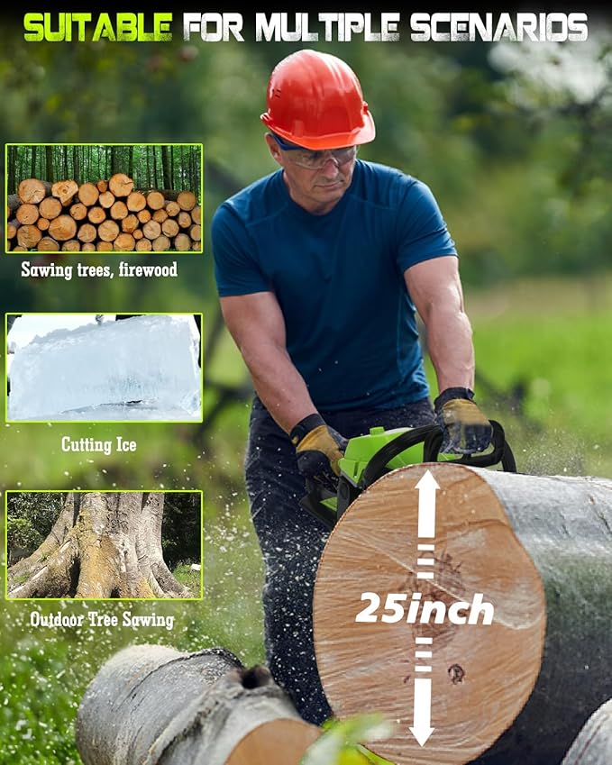 Professional 58cc Gas Powered Chainsaw with Quick-Switch Dual Bar 18/20 Inch System – Heavy Duty Chain Saw with Easy-Start for Tree Cutting, Limbing & Farm Use (GEL9902)