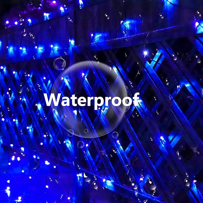 Solar Net Lights Outdoor Mesh Lights Christmas Decorations, 200LED String Tree Wrap Waterproof 19 Modes for Bushes, Fence,Garden, Shrubs,Trunk, Halloween,Xmas Decor (Blue, 9.8ft x 6.6ft)