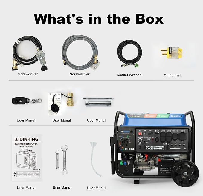 DK Upgraded 12500W Tri-fuel Generator, Remote Electric Quick Start, 10.5 Gal Super Tank, 120V 240V, CARB EPA Compliant Gas Propane or NG Powered Back Up (DK12500ETC)
