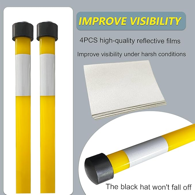 28" Yellow Snow Plow Markers Blade Guides 304 Stainless Steel Joint 3/4''Built-in Steel Wire Never Break for Blizzard Boss SNO-Way Western Snowplows Pickup Truck SUV UTV ATV