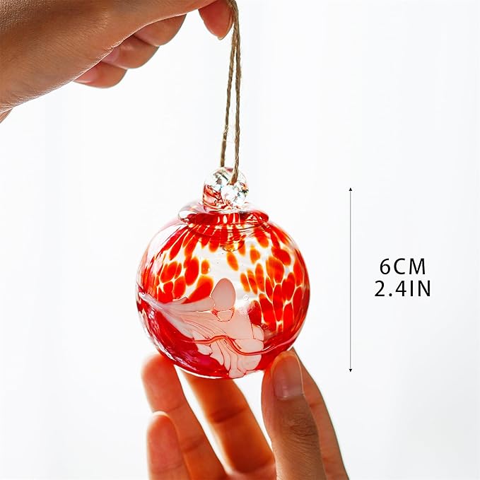6pcs Hand-Blown Glass Christmas Ornaments Balls Hanging Glass Balls Witches Ball Gazing Ball for Home Window Outdoor Garden Patio Xmas Tree Décor