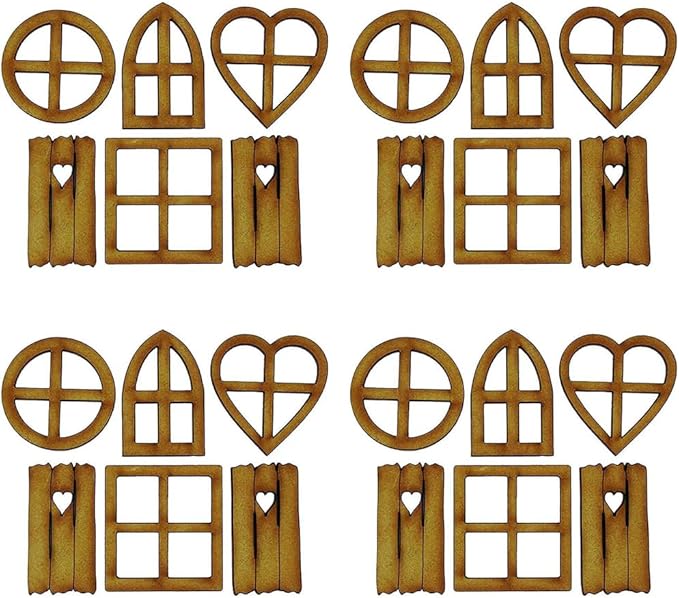 4 Pcs Wooden Fairy Garden Door and Windows Ornaments Tree Statues for Tree Trunk Yard Decoration Miniature Garden Buildings