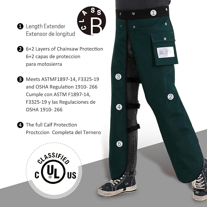 Chainsaw Chaps Apron Wrap 8-layer for Men/Women Loggers Forest Workers Protective Chain Saw Pants Adjustable