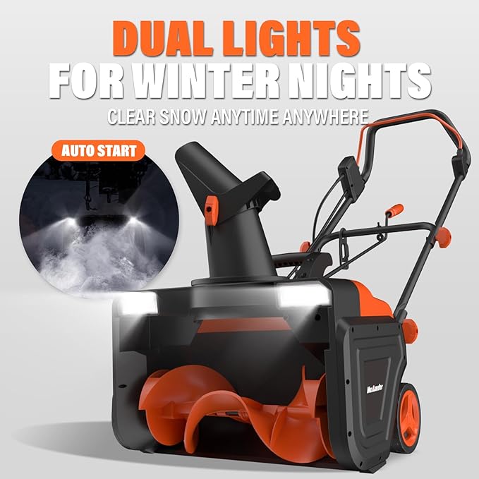 MAXLANDER Corded Electric Snow Blower, 20 Inch 15A Electric Snow Thrower with Dual LED Headlights & 180° Adjustable Chute, 25FT Throwing Distance, Walk-Behind Snowblower for Driveway and Walkway
