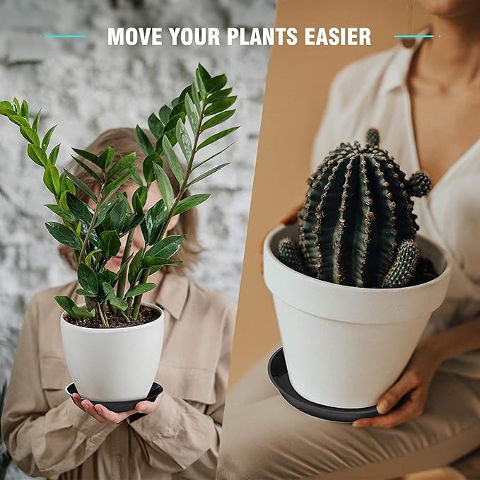 6 Pack Plant Saucer 4 6 8 Inch Plastic Plant Tray, Sturdy and Durable Flower Pot Container Accessories Plant Pot Saucers for Indoor and Outdoor (4 6 8 Inch, Black)