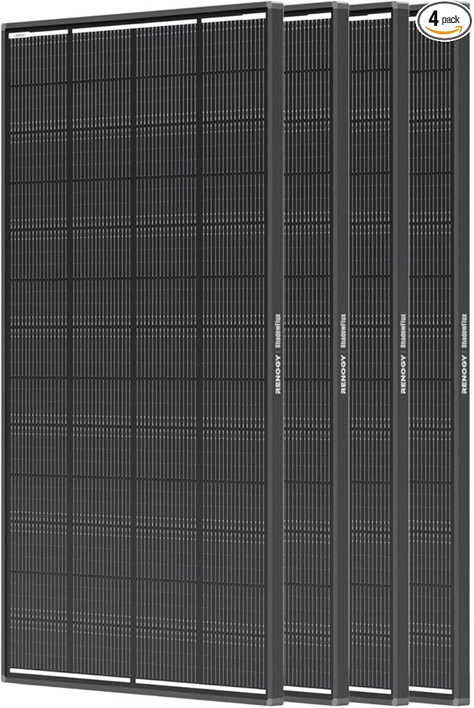 Renogy 800 Watt ShadowFlux Anti-Shading Solar Panel N-Type, 4PCS 200W Solar Panels 12 Volt 16BB, 25% High-Efficiency PV Module for RV Marine Rooftop Farm Battery