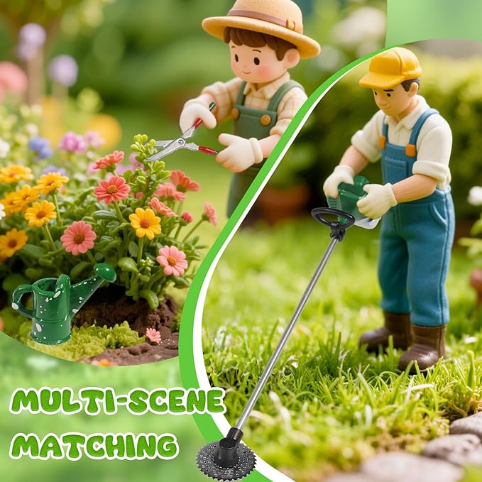 1:12 Miniature Gardening Tools Fairy Garden Farming Tools Mini Shovels Electric Saw Rake Pitchfork Model Mini Spring Garden Set for Mini House Decoration Accessories