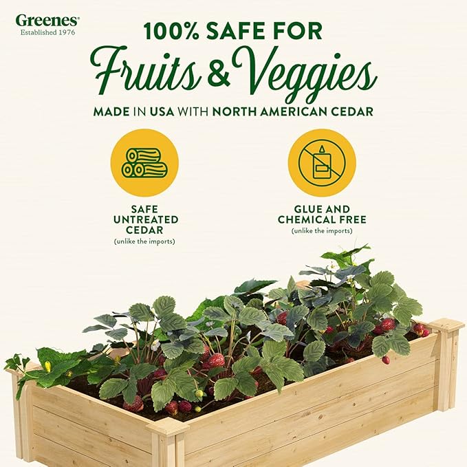 Greenes Fence Original Cedar Raised Garden Bed, 2' x 4' x 10.5" (2-Pack) - Made in USA with North American Cedar