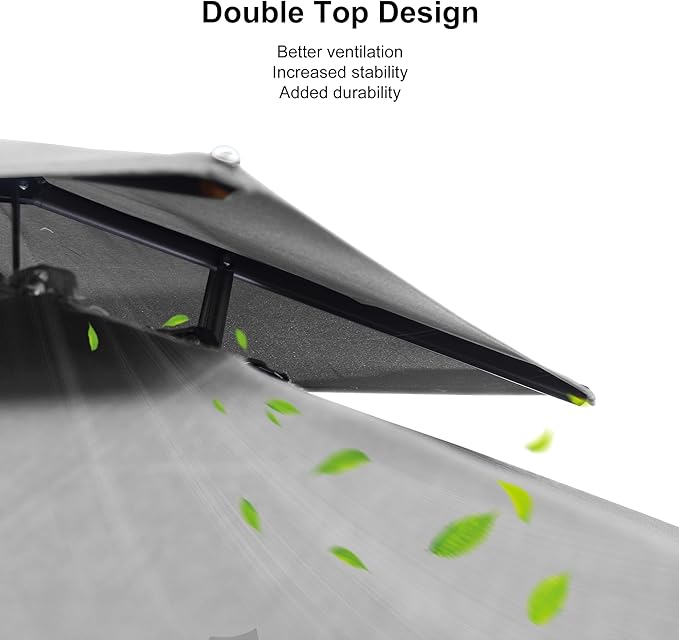 PURPLE LEAF 11 FT Cantilever Patio Umbrella Outdoor Umbrella with 280lbs Base Large Rectangular Windproof Offset Umbrella for Pool Deck Garden, Pebble Grey