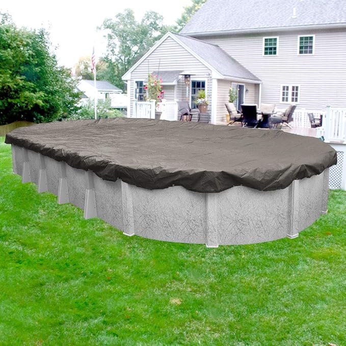 Robelle 15 x 30 ft Extra Heavy Duty Magnesium Winter Oval Pool Cover for Above Ground Pools, 4 ft Overlap (19 x 34 ft Cover Size), Solid 10 x 10 Scrim, 2.91 oz/yd2, 12-Year Warranty, Style: 591530-4