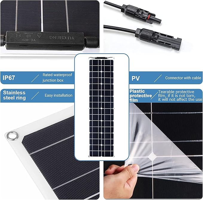 400 Watt Flexible Solar Panel for RV, 2 × 200 Watt 12 Volt Solar Power Panel Kit with 40A Solar Charge Controller & Inverter Monocrystalline Solar Panels for Camping Off Grid Battery Charging Boat