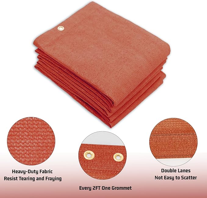 SUNNY GUARD Shade Cloth Custom Size 18x23 FT Sun Shade Screen Fabric Shade Cover Tarp with Grommets for Pergola Backyard Garden, Terra(We Customized)