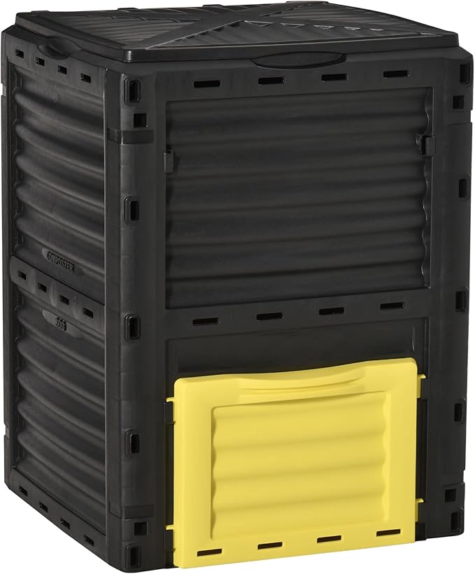 Planters,Garden Compost Bin 80 Gallon Outdoor Large Capacity Composter Fast Create Fertile Soil Aerating Box, Easy Assembly, Yellow