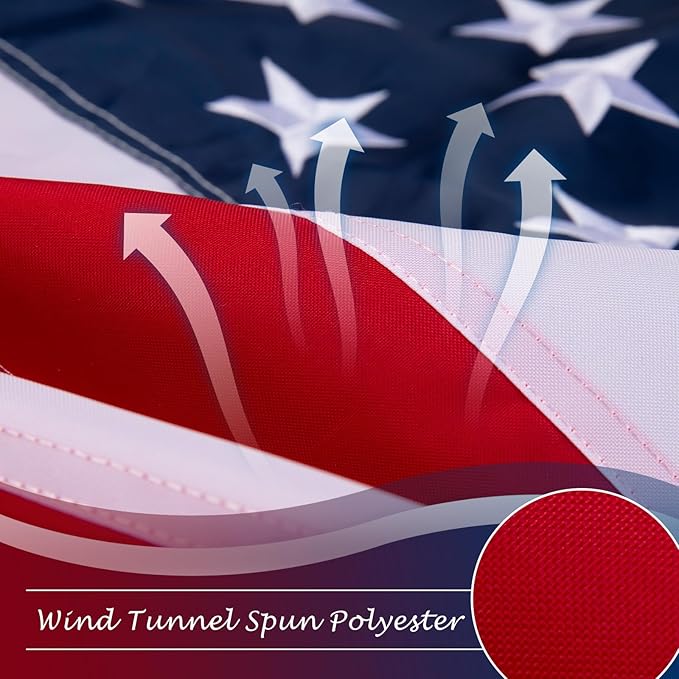 2x3 American Flag for Outside, Heavy Duty Outdoor, All Weather, Embroidered Stars with Brass Grommetss (USA Flag 2X3 FT)