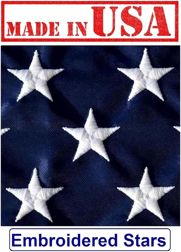 US Flag Factory - 4x6 FT US American Flag (Embroidered Stars, Sewn Stripes) Outdoor SolarMax Nylon Flag - Made in America - Premium Quality (4x6 FT)