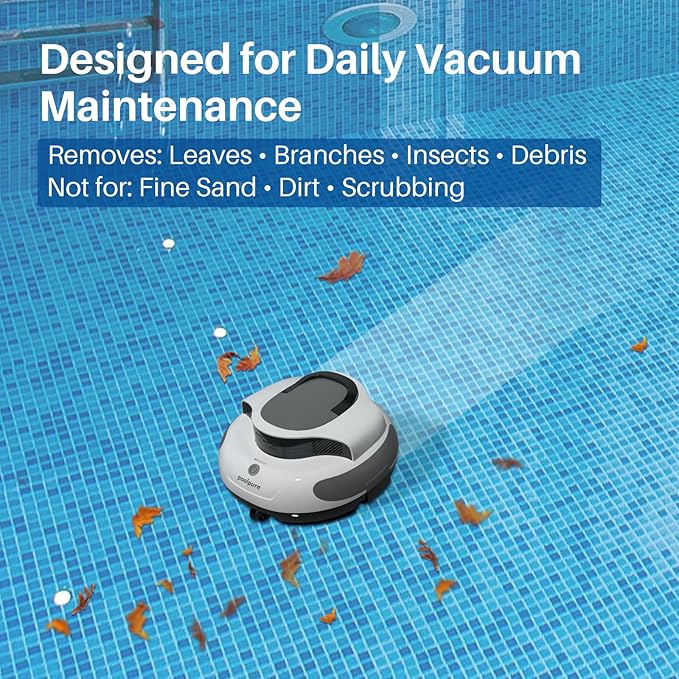 POOLPURE AquaGuard SE II Cordless Robotic Pool Cleaner - 120Min Runtime with 5000mAh Battery, Dual 30W Motor Power for Above Ground & Inground Pools, Auto Cleaning with Self-Parking