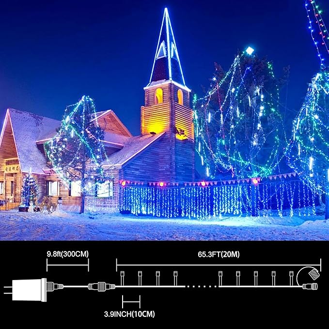 66ft Christmas Decorative Mini Lights,200 LED Transparent Wire Fairy Starry String Lights Plug in, 11 Lighting Modes, for Indoor Outdoor Xmas Tree Wedding Party Decoration (Blue)