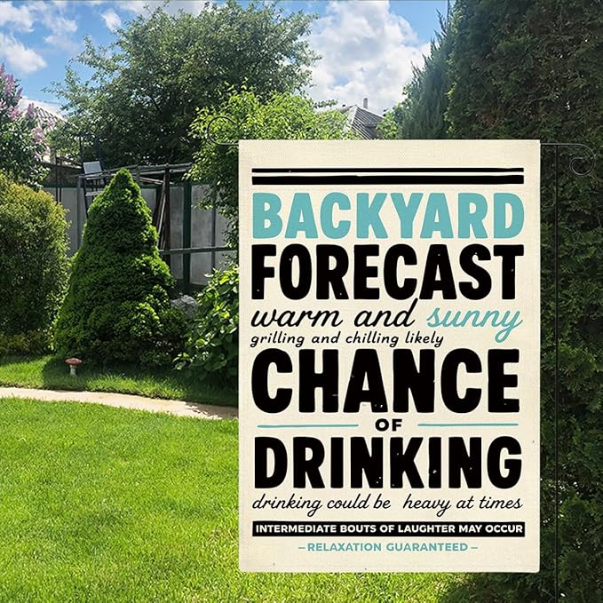 Funny Welcome to Our Backyard Garden Flag Home Farmhouse Holiday Outside Outdoor Lawn Decorations Yard Flag Double Sided 12x18 Inch