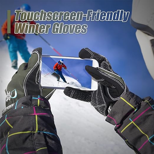 HANDLANDY Winter Insulated Work Gloves, 3M Thinsulate Thermal Water-Resistant Gloves for Men Women Touch Screen, Warm Ski Snowboard Cold Weather Gloves (Army Green, Small)