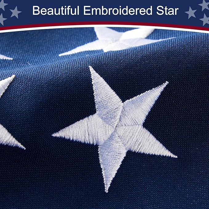 American Flag 2.5x4 ft Heavy Duty TearProof Series, All Weather High Wind US Flag, Premium Spun Polyester with Embroidered Stars, Sewn Stripes, Brass Grommets for Outdoor Use