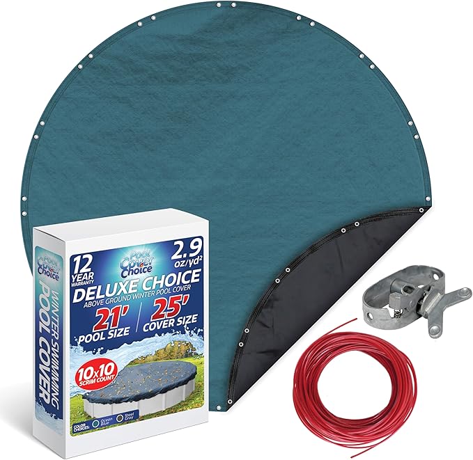 Winter Swimming Pool Cover for 21 ft Aboveground Round Pool Size, Deluxe Choice Series, Solid Material, Color - Ocean Blue, Pool Cover Choice 5821-4CHOICE