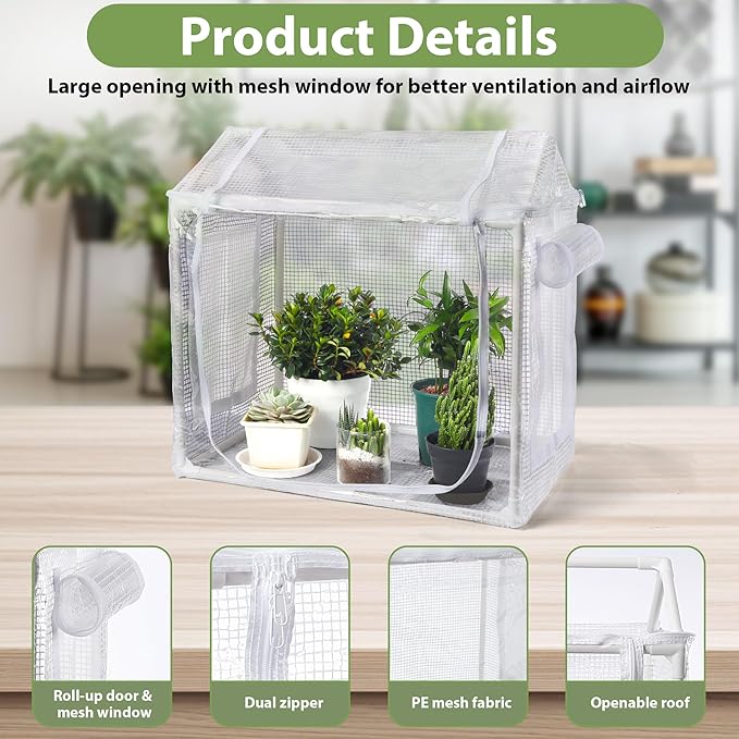 Fully Enclosed Mini Greenhouse Indoor, Small Indoor Greenhouse with Top Opening, Waterproof mini Green House 23.6"x15.7"x23.6" for Garden Small Plants, Succulent, Seedlings