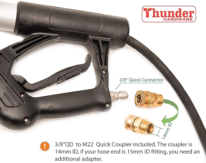 Thunder Hardware 4000 psi Commercial Grade Telescoping Spray Wand for Pressure Washers with Stong Sling Strap Belt