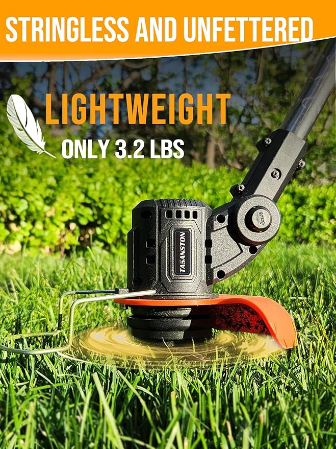 Electric Weed Wacker Cordless, 21V Weed Eater Battery Powered with 2 Batteries and Charger, 3 in 1 Electric Grass Trimmer Cordless Edger Brush Cutter with Saw & Metal Blade for Lawn Garden Yard
