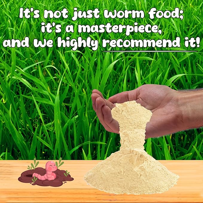 Food for Worms - Mineral-Rich Earthworm Chow, Boosts Composting Efficiency and Promotes Healthy Worms - Nutrient Blend Worm Food for Nightcrawlers & Red Wigglers, 3 Pound