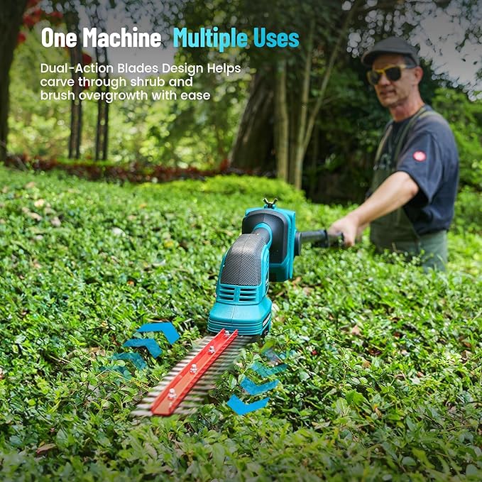 SEESII 6-in-1 Cordless Pole Saw & Hedge Trimmer Combo Kit, Electric Mini Chainsaw with 2×4.0 Ah Batteries, Extension Tree Pruner, Bush Trimmer Limb Branch Cutter, Grass Shears