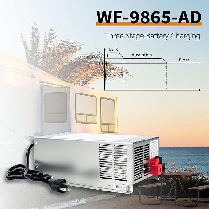 Upgrade WF-9865-AD 65 Amp RV Power Converter Charger, Replace for RV Camper WF-9800 Series, WF-9865, WF-9865-AD, for Lead-Acid/Lithium Battery Three-Stage Charge Rv Converter 65 Amp