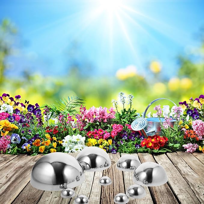 GANAZONO Gazing Balls Stainless Steel Garden Mirror Globes 10pcs Hollow Ball Reflective Shiny Half Sphere Floating Pond Balls Seamless Gazing Globes for Ornament Decorations