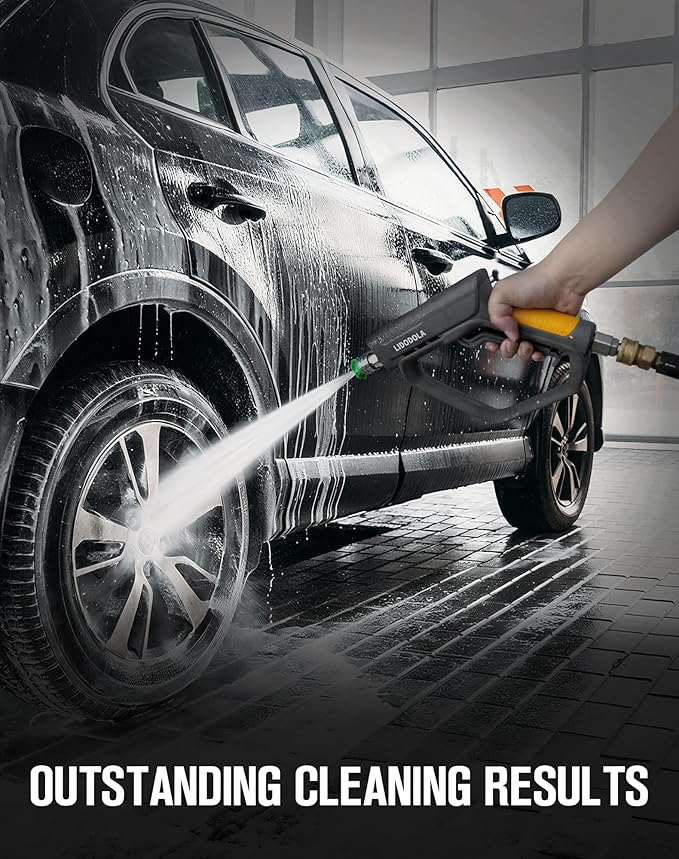 LidoDola 5000 PSI Pressure Washer Gun with Swivel - High Power Washer Gun with 3/8" Male Plug, 5 Nozzle Tips,Features 3 Selectable Lengths,Ergonomic Grip for Car/Driveway/Industrial Cleaning