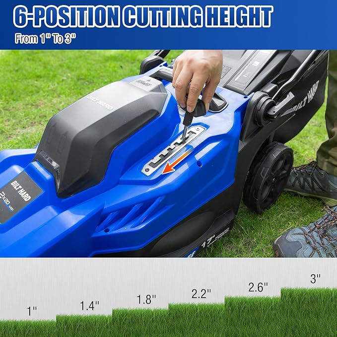 BILT HARD 17'' 40V Cordless Push Lawn Mower, 12'' String Trimmer and Leaf Blower Combo Set, Electric Lawn Mower Set with 3 x 4.0Ah Batteries and Dual Charger
