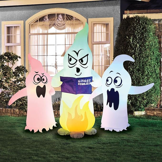 Novelty Lights Occasions Color Changing Campfire Ghosts Halloween Inflatables, Halloween Yard Decoration, Outdoor Halloween Party Décor, 7 Feet