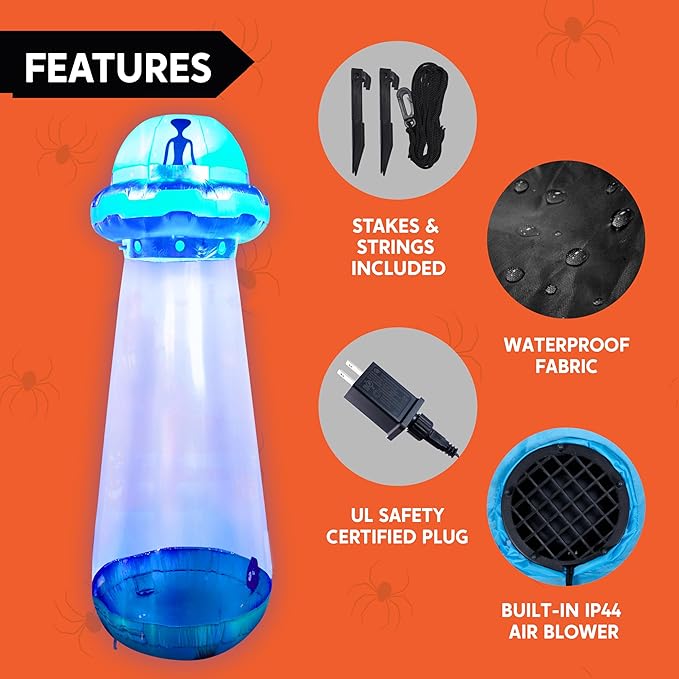 Joiedomi 12 FT Tall Halloween UFO Alien Inflatable Outdoor Decoration, Halloween Blow Ups UFO for Yard Decor with LEDs for Lawn Garden Outside Decoration