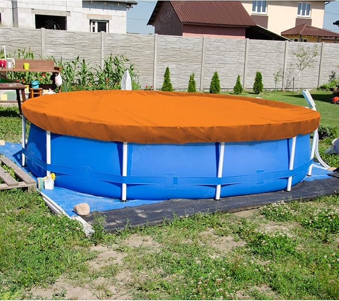 ECOOPTS 16 ft Round Pool Cover for Above Ground Pools, Swimming Pool Cover Protector Winter Safety Cover (Orange)