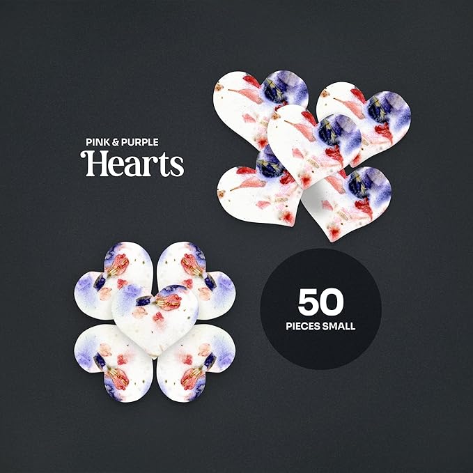 50 pcs Small Pink and Purple Hearts – Plantable Seed Paper for Weddings, Gifts, and Life Events (#56s)