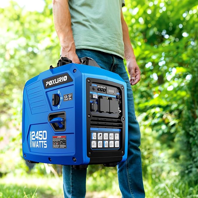 2450-Watt Portable Inverter Generator for Camping & RV, 1.6 Gallon Gas Tank for 8.3 Hours Use, 120V Gas Powered Generator Ultra-Quiet Operation, EPA Compliant
