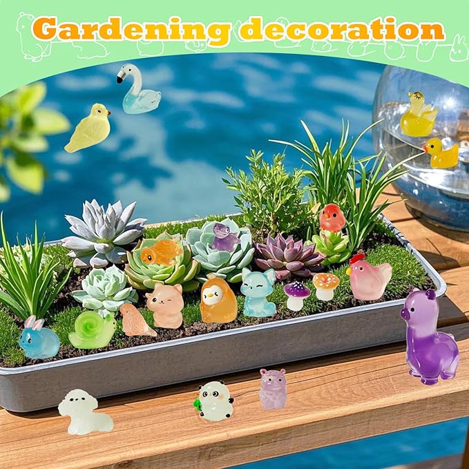 Mini Resin Animals 100 Pcs to Hide Tiny Resin Animals Bulk for Miniature Fairy Garden Accessories, Halloween Micro Landscape Aquarium Potted Decoration, Gifts