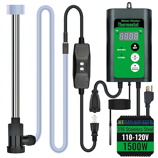 1500W Immersion Water Heater for Bathtub & Swimming pool – Portable Fully Submersible Electric Heater with Temp Control & GFCI for Hot Tub, Above Ground Pool, Inflatable Poo & Baptistry