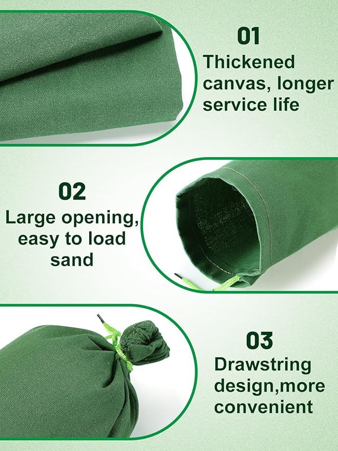 10pcs Inground Pool Cover Weights Sand Bags - 5ft No-Leaking & Weather-Resistant Silicone-Coated Canvas Tubes for Swimming Pools Close