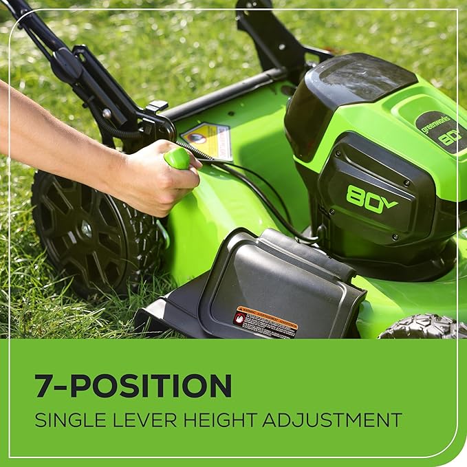 Greenworks 80V 21” Brushless (Self-Propelled) Cordless Electric Lawn Mower + (580 CFM) Axial Leaf Blower (75+ Compatible Tools), 4.0Ah Battery and 60 Minute Rapid Charger, Green and Black