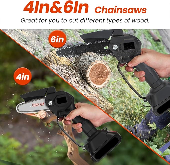3-in-1 Cordless Pole Saw & Mini Chainsaw & Grass Trimmer, 21V Battery Powered 6 Inch Electric Pole Chainsaw, 12.3ft Max Reach, 5.5 LB Lightweight Pole Saws for Tree Trimming, Branch Cutting